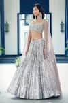 Buy_Basanti - Kapde Aur Koffee_Silver Georgette Embroidered Sequin Square Lehenga With Blouse _Online_at_Aza_Fashions