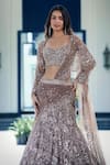 Shop_Basanti - Kapde Aur Koffee_Brown Net Sequin Sweetheart Lehenga Blouse Set _at_Aza_Fashions