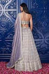 Shop_Basanti - Kapde Aur Koffee_Grey Tissue Embroidered Sequin Halter Moti Lehenga Set _at_Aza_Fashions