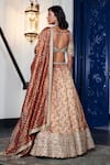 Shop_Basanti - Kapde Aur Koffee_Orange Banarasi Weave Embroidered Cutdana Sweetheart Hem Lehenga Blouse Set _at_Aza_Fashions