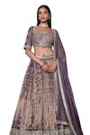 Basanti - Kapde Aur Koffee_Purple Tissue Embroidered Sequin Sweetheart Hem Lehenga Set _Online_at_Aza_Fashions