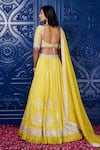 Shop_Basanti - Kapde Aur Koffee_Yellow Organza Tissue Embroidered Sequin Scoop Floral Pleated Lehenga Set _at_Aza_Fashions