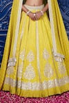 Basanti - Kapde Aur Koffee_Yellow Organza Tissue Embroidered Sequin Scoop Floral Pleated Lehenga Set _Online_at_Aza_Fashions