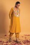 Sitaraa_Yellow Chanderi Embroidery Gota Applique Prakhar Yoke Kurta And Salwar Set _Online_at_Aza_Fashions