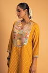 Buy_Sitaraa_Yellow Chanderi Embroidery Gota Applique Prakhar Yoke Kurta And Salwar Set _Online_at_Aza_Fashions