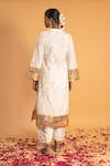 Sitaraa_Ivory Chanderi Embroidery Gota Applique Mandarin Divya Geometric Woven Kurta Set _Online_at_Aza_Fashions