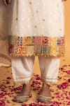 Shop_Sitaraa_Ivory Chanderi Embroidery Gota Applique Mandarin Divya Geometric Woven Kurta Set _Online_at_Aza_Fashions