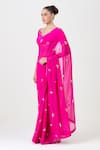 Shop_Sitaraa_Pink Crinkle Chiffon Embroidery Abstract Paan Neck Begum Saree With Blouse _at_Aza_Fashions