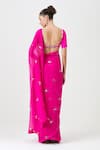 Sitaraa_Pink Crinkle Chiffon Embroidery Abstract Paan Neck Begum Saree With Blouse _Online_at_Aza_Fashions