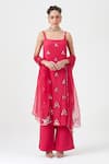 Buy_Sitaraa_Pink Natural Crepe Silk Embroidery Floral Scoop Neck Seher Motif Kurta Pant Set _at_Aza_Fashions