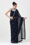 Shop_Sitaraa_Blue Crinkle Chiffon Embroidery Butti Jewel Neck Husn Saree With Blouse _at_Aza_Fashions