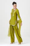 Buy_Sitaraa_Green Natural Crepe Silk Embroidery Butti Round Neck Mehek Kurta Salwar Set _Online_at_Aza_Fashions