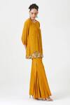 Buy_Sitaraa_Yellow Natural Crepe Silk Nora Pleated Mukaish Work Tunic With Sharara _Online_at_Aza_Fashions