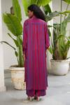 Shop RAAS LIFE Red Velvet Collared Selena Gradient Stripe Print Tunic With Pant at Aza Fashions Shop_RAAS LIFE_Red Velvet Collared Selena Gradient Stripe Print Tunic With Pant_at_Aza_Fashions