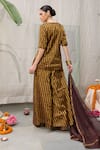 Shop_RAAS LIFE_Brown Handwoven Chanderi Striped Amala Bar Flared Pant _at_Aza_Fashions