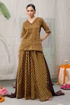 RAAS LIFE_Brown Handwoven Chanderi Striped Amala Bar Flared Pant _Online_at_Aza_Fashions