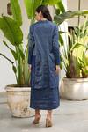 Shop_Raas Life_Blue Hand Woven Chanderi Stripe Notched Lapel Koki Jacket _at_Aza_Fashions