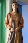 Buy_RAAS LIFE_Multi Color Hand Woven Chanderi Stripe Ganga Tunic And Pant Co-ord Set _Online_at_Aza_Fashions