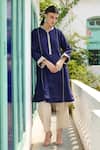 RAAS LIFE_Blue Chanderi Nilofer A-line Kurta And Pant Set _Online_at_Aza_Fashions