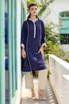 Buy_RAAS LIFE_Blue Chanderi Nilofer A-line Kurta And Pant Set _Online_at_Aza_Fashions