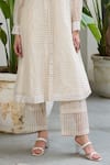 RAAS LIFE_White Hand Woven Chanderi Stripe Kurta V Neck Noor Set With Jacket _at_Aza_Fashions