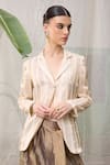 Buy_RAAS LIFE_Cream Hand Woven Chanderi Zari Stripe Lapel Collar Mrunal Blazer _Online_at_Aza_Fashions