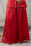 Buy_RAAS LIFE_Red Hand Woven Chanderi Dhara Laced Placket Tunic With Wide Legged Pant _Online_at_Aza_Fashions