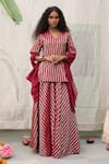 Buy_RAAS LIFE_Maroon Hand Woven Chanderi Zari Stripe V Neck Amala Pattern Tunic _at_Aza_Fashions