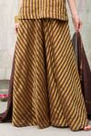 RAAS LIFE_Brown Hand Woven Chanderi Zari Stripe Amala Pattern Tunic With Wide Legged Pant _Online_at_Aza_Fashions