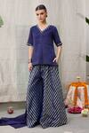 Shop_RAAS LIFE_Blue Hand Woven Chanderi Zari Amala Short Tunic With Pattern Wide Legged Pant _Online_at_Aza_Fashions