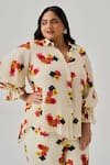 Buy_neetiandmudita_Multi Color Crepe Print Mosaic Flora Collar Neck Dune Dream Shirt _at_Aza_Fashions