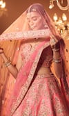 Shop_Azeera_Coral Embroidered Leaf Neck Smriti Bridal Lehenga Set _Online_at_Aza_Fashions