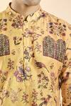 Arihant Rai Sinha_Yellow Jacquard Floral Bird Pattern Straight Kurta_at_Aza_Fashions