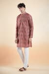 Buy_Aryavir Malhotra_Maroon Jacquard Paisley Pattern Straight Kurta _at_Aza_Fashions