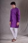 Buy_Aryavir Malhotra_Purple Silk Blend Plain Straight Kurta _at_Aza_Fashions