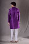 Shop_Aryavir Malhotra_Purple Silk Blend Plain Straight Kurta _at_Aza_Fashions