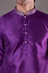 Aryavir Malhotra_Purple Silk Blend Plain Straight Kurta _at_Aza_Fashions