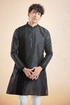Shop_Arihant Rai Sinha_Black Silk Sequins, Embroidery Panel Kurta _Online_at_Aza_Fashions