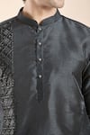 Arihant Rai Sinha_Black Silk Sequins, Embroidery Panel Kurta _at_Aza_Fashions