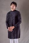 Arihant Rai Sinha_Black Silk Sequins Straight Panel Embroidered Kurta _at_Aza_Fashions