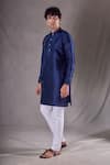 Buy_Aryavir Malhotra_Blue Silk Blend Embroidered Sequin Panelled Kurta _Online_at_Aza_Fashions