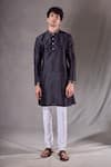 Buy_Aryavir Malhotra_Black Silk Blend Short Plain Kurta _at_Aza_Fashions