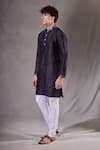 Buy_Aryavir Malhotra_Black Silk Blend Short Plain Kurta _Online_at_Aza_Fashions