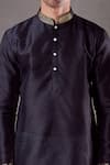 Buy_Aryavir Malhotra_Black Silk Blend Short Plain Kurta 