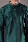 Arihant Rai Sinha_Green , Satin Buttoned Placket Straight Kurta _at_Aza_Fashions