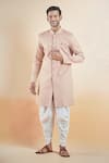 Buy_Aryavir Malhotra_Pink Terry Rayon Solid Plain Sherwani With Peshawari Pant _at_Aza_Fashions