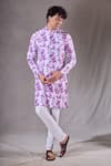 Buy_Aryavir Malhotra_Purple Soft Cotton Print Tie Dye Bundi Kurta Set _at_Aza_Fashions