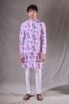 Buy_Aryavir Malhotra_Purple Soft Cotton Print Tie Dye Bundi Kurta Set _Online_at_Aza_Fashions