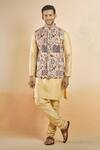 Shop_Aryavir Malhotra_Brown Bundi Jacquard Woven Botanical And Kurta Set _Online_at_Aza_Fashions