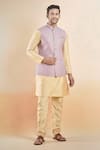 Buy_Arihant Rai Sinha_Purple Jacquard, Silk Embroidery Floral Woven Bundi And Kurta Set _at_Aza_Fashions